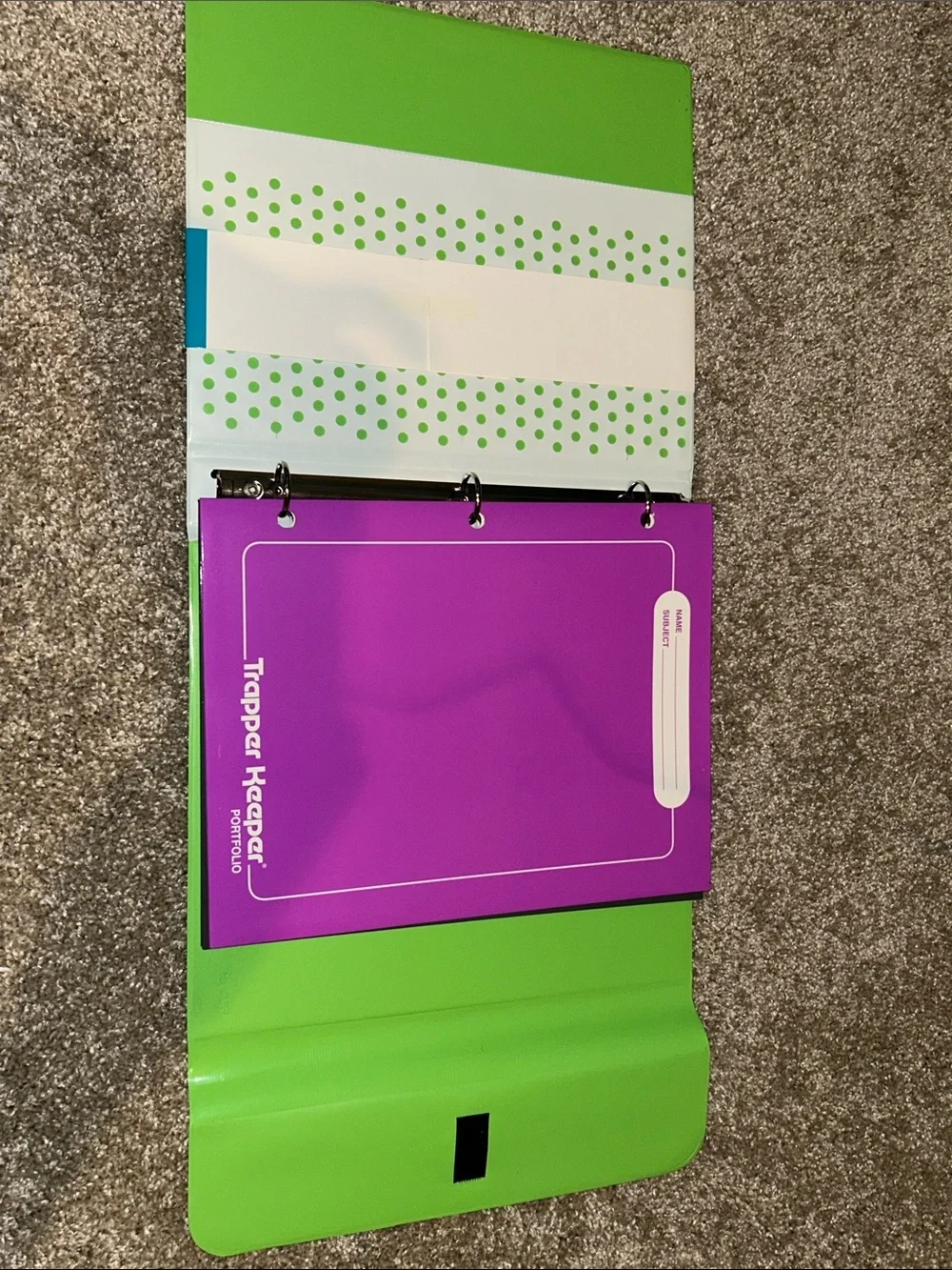 🐆 Mead Trapper Keeper Binder - Purple & Green Leopard Design 🐆